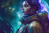 Woman from the future wearing a spacesuit, fantasy,  anime - generative ai