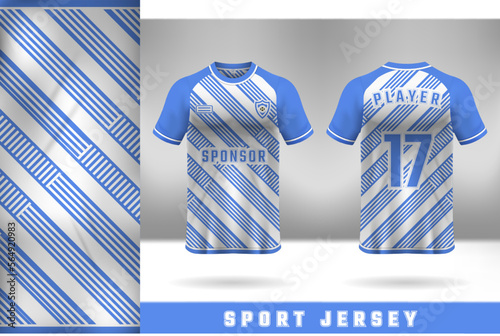 Sport jersey template design in blue and white