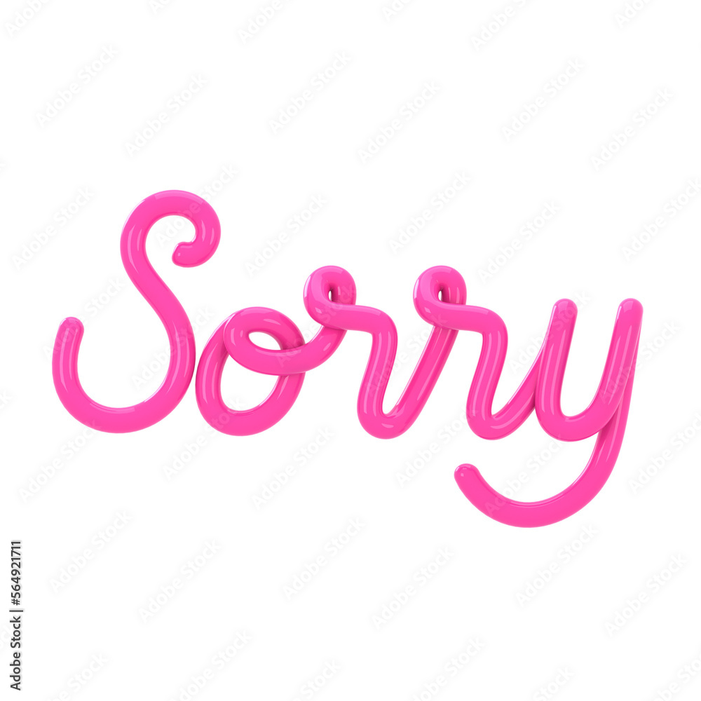 Fototapeta premium Sorry letter in 3D styled hand lettering with transparent background