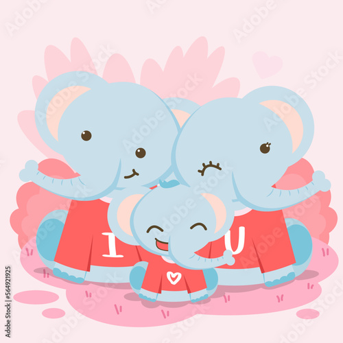 Vector image of elephant and heart on creative background, Different expression of love.