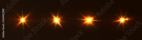  Set of stars light effects for web design and illustrations golden glowing light png vector.