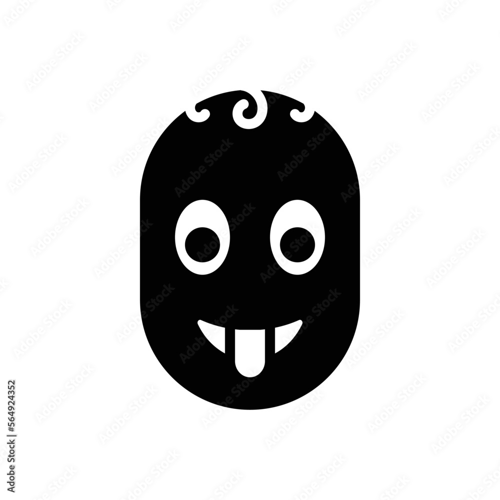 Fototapeta premium Black solid icon for silly stupid