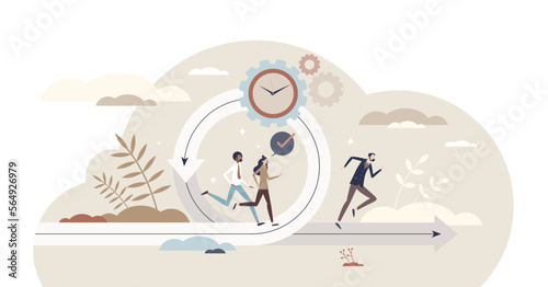 Agile with quick decisions and adapt to new situation tiny person concept, transparent background. Business strategy change and company progress improvement based on effective.