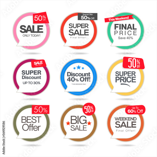 Modern sale sticker and tag colorful vector collection 