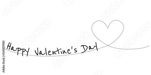 Happy Valentine's Day written on a dashed line drawing of a Heart vector
