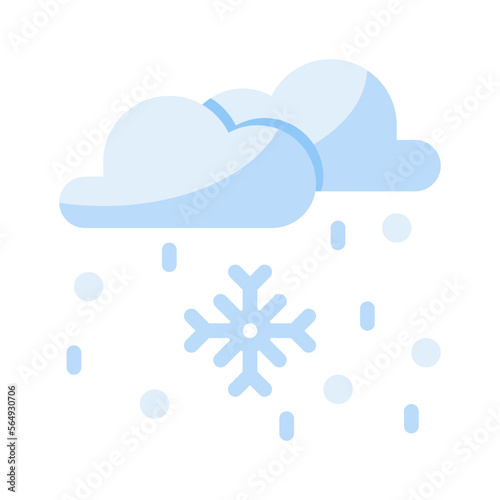 Winter icon in flat style vector, cloud icon, snowing