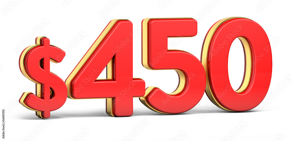 3d golden $450 isolated on background. 3d illustration. 3d golden $450 isolated on background. 3d illustration.