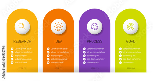 Vertical infographic design with icons and 4 options or steps. Thin line. Infographics business concept. Can be used for info graphics, flow charts, presentations, mobile web sites, printed materials.