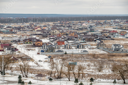 Snow-covered fields from a bird's eye view. © Prikhodko