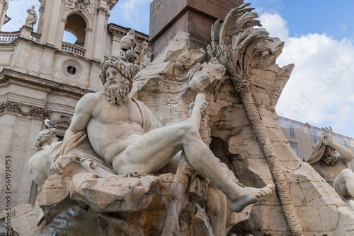 Four rivers fountain in Piazza Navona of Rome photo