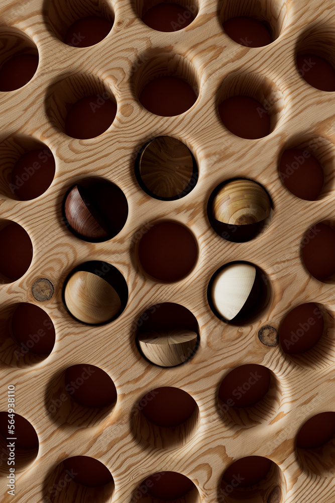wooden board with spheres wooden board with spheres