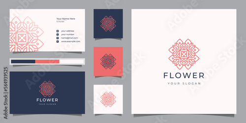 Elegant floral ornamental logo design with business card