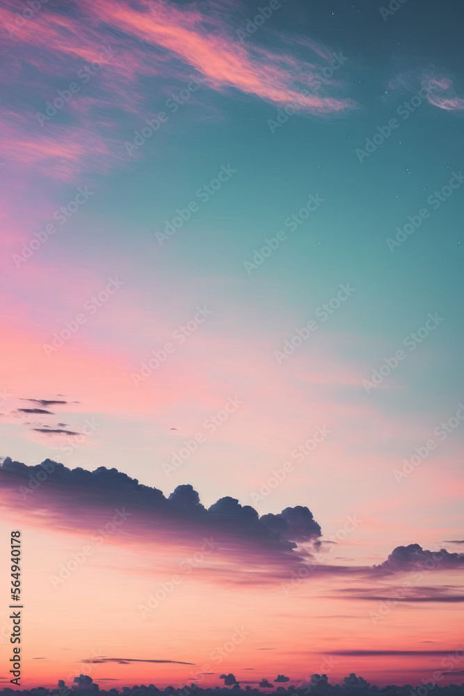 Twilight evening or morning minimal copy space sky sweet color tone background. Generative ai.