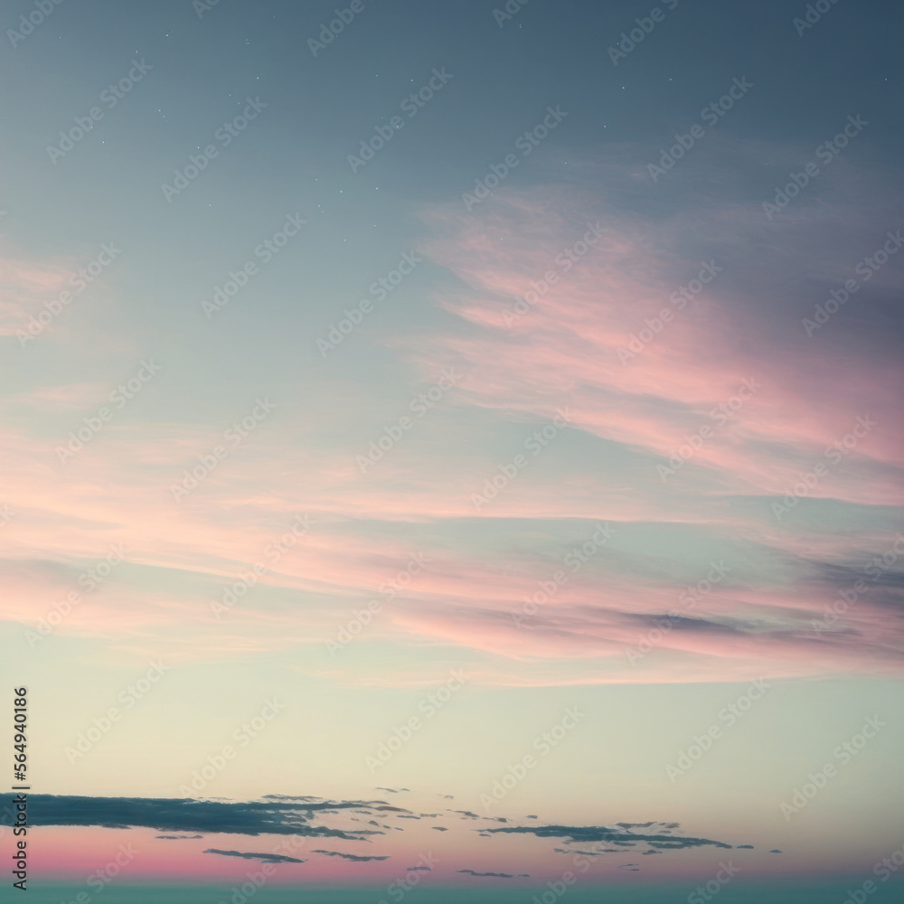 Twilight evening or morning minimal copy space sky sweet color tone background. Generative ai.