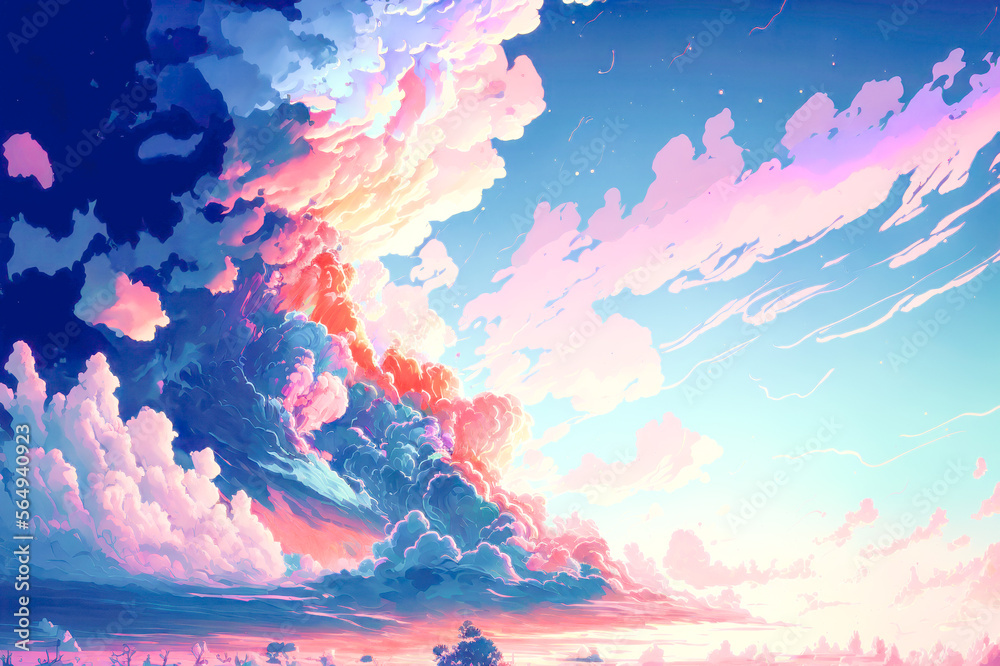 Vibrant multicolor of beautiful sky and cloud copy space background. Generative ai. Vibrant multicolor of beautiful sky and cloud copy space background. Generative ai.