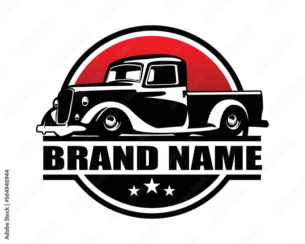 1935 truck silhouette logo. isolated white background view from side. Best for badges, emblems, icons, design stickers, industrial trucks. available eps 10.