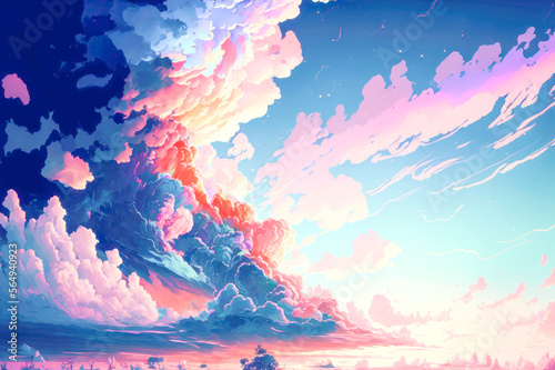 Vibrant multicolor of beautiful sky and cloud copy space background. Generative ai.