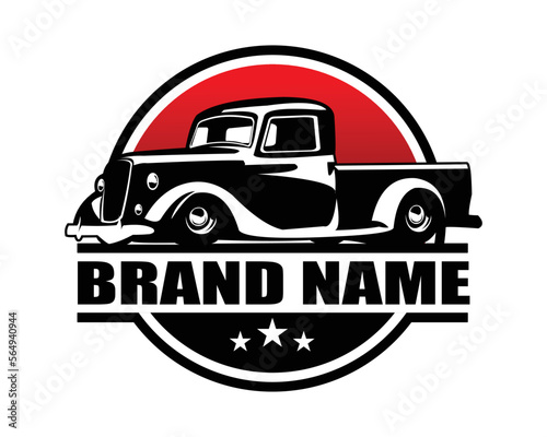 1935 truck silhouette logo. isolated white background view from side. Best for badges, emblems, icons, design stickers, industrial trucks. available eps 10.