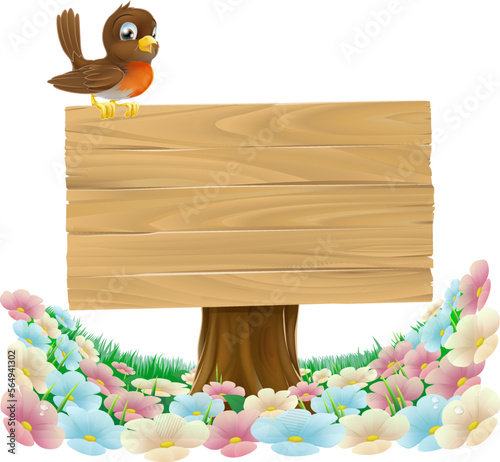 A robin bird cartoon wooden...