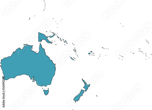 doodle freehand drawing of oceania countries map. photo