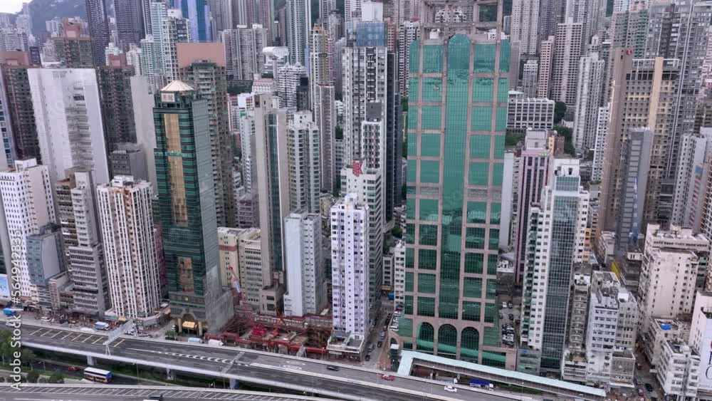 Aerial Panorama Skyscrapers Of Hong Kong Residential Area Aerial Panorama Skyscrapers Of Hong Kong Residential Area