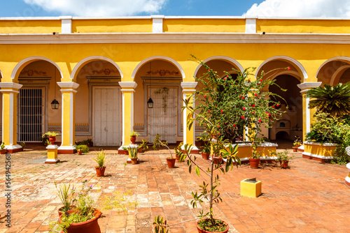 Photography Exterior wih arcade in colonial style in the center of Trinidad, Cuba, Caribbean