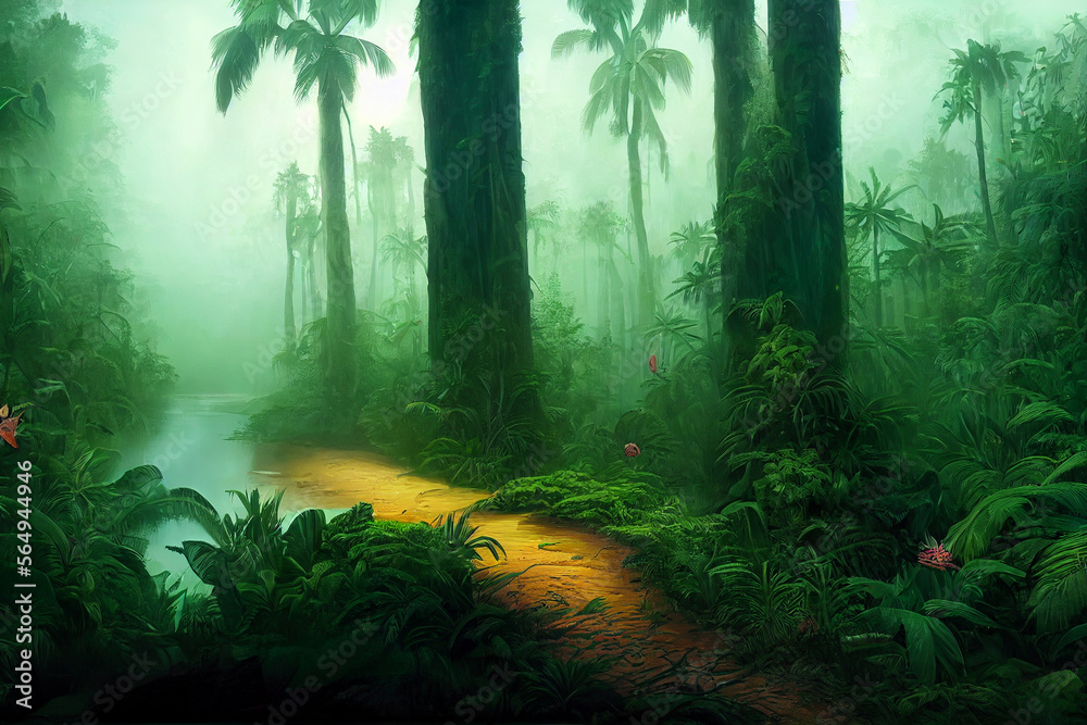 Wild and dark tropical forest Generative AI Content by Midjourney