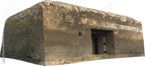 Schilderij op canvas Isolated PNG cutout of a ruined bunker from the Second World War on a French bea