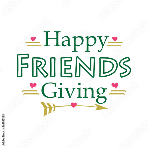 Vector hand drawn lettering, Happy Friends Giving