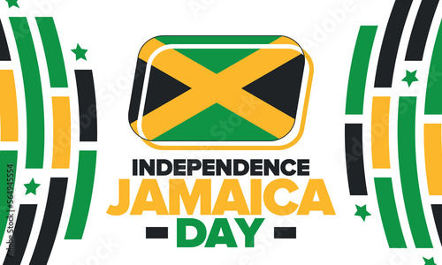 Jamaica Independence Day. Independence of Jamaica. Holiday, celebrated annual in August 6. Jamaica flag. Patriotic element. Poster, greeting card, banner and background. Vector illustration