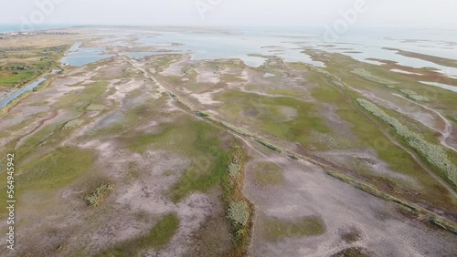 A body of water and many islands. Salt is mined on this lake. High quality FullHD footage