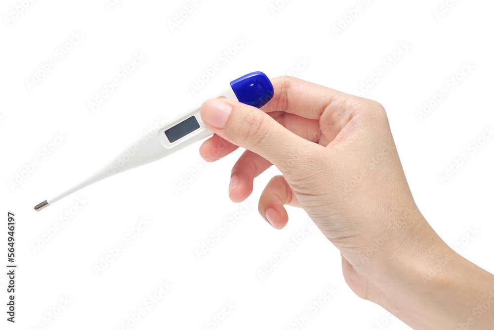 Women hand holding electronic thermometer Women hand holding electronic thermometer