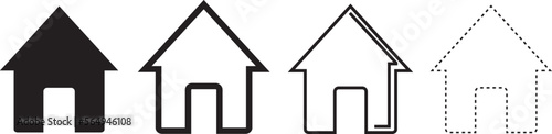 House vector icons. Set of black houses symbols