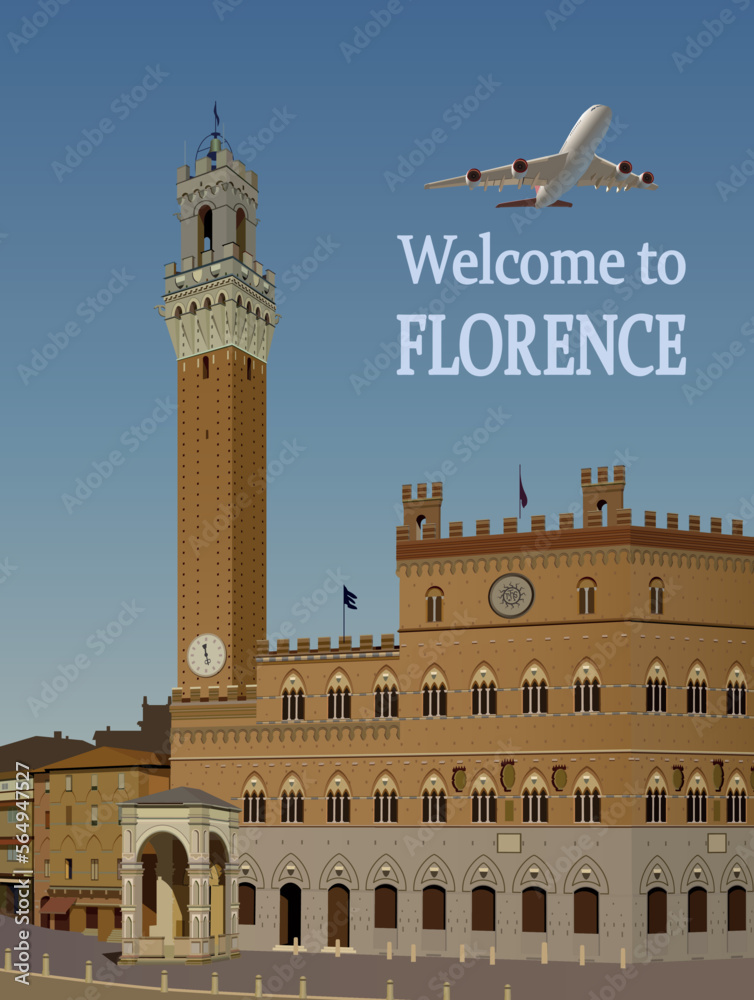 Fototapeta premium Welcome to Florence, capital of the Renaissance. Vector.