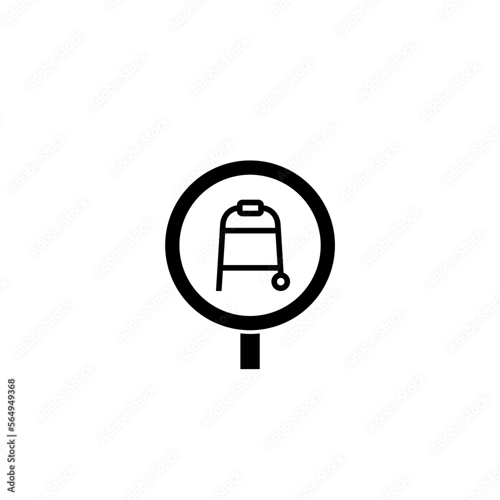 Rollator walker icon. Rolling walker sign isolated on white background Rollator walker icon. Rolling walker sign isolated on white background