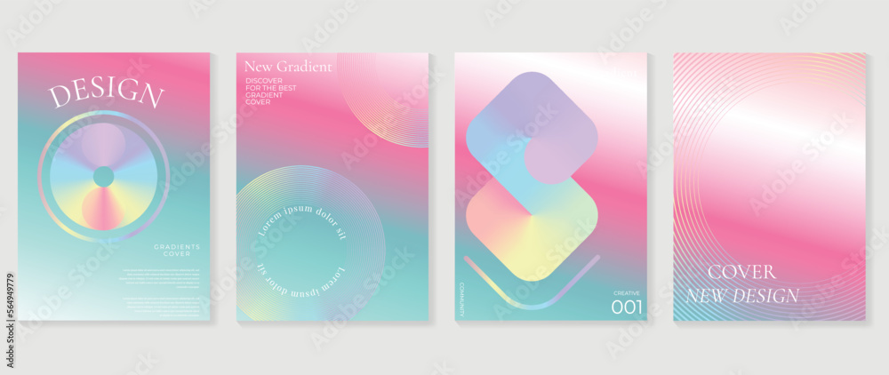 Abstract gradient Y2K style template cover vector set. Trendy gradient vibrant y2k color abstract geometric shape line art background. Design for business card, fashion, commercial, banner, poster. Abstract gradient Y2K style template cover vector set. Trendy gradient vibrant y2k color abstract geometric shape line art background. Design for business card, fashion, commercial, banner, poster.