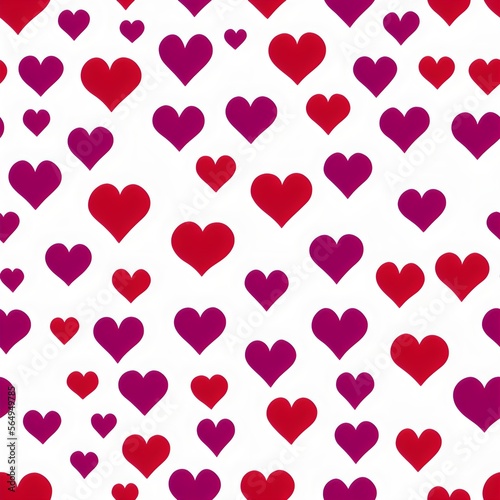 Er red hearts on white bg, seamless hearts pattern, tileable Valentine texture asset, part of Hearts_Textures_Collection, Generative AI