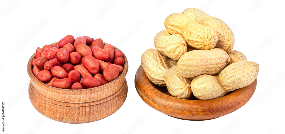 Dried peanuts in the peel and peeled Dried peanuts in the peel and peeled