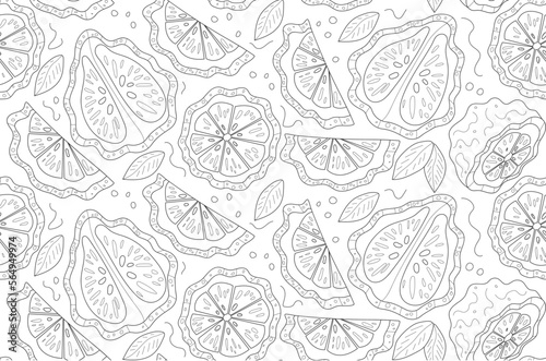 Pattern whole and piece of bergamot on white backgrounds