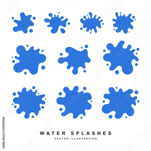 Vector silhouette of water splash blue color set. Ideal for logo or symbol and web icons