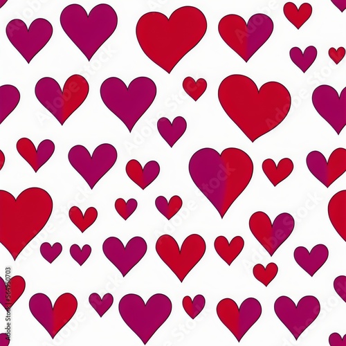 Background hand drawn  seamless hearts pattern  tileable Valentine texture asset  part of Hearts_Textures_Collection  Generative AI