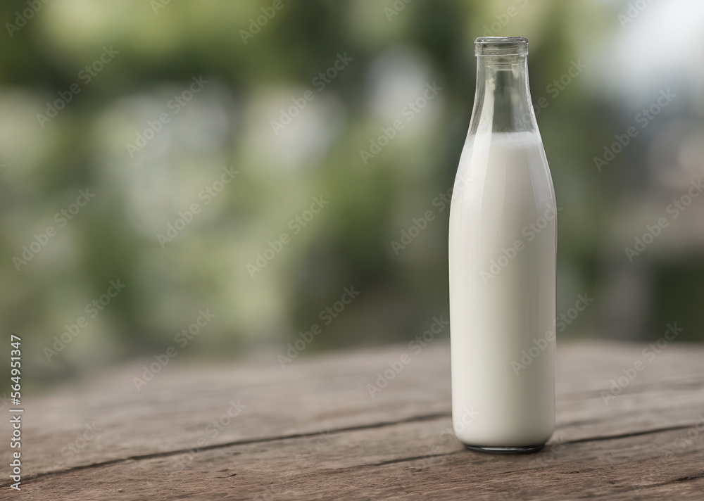 Illustration of a bottle of milk, animal protein source, generative ai Illustration of a bottle of milk, animal protein source, generative ai