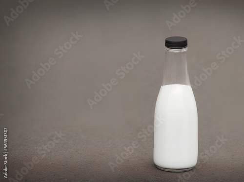Illustration of a bottle of milk, animal protein source, generative ai © Grace Parker
