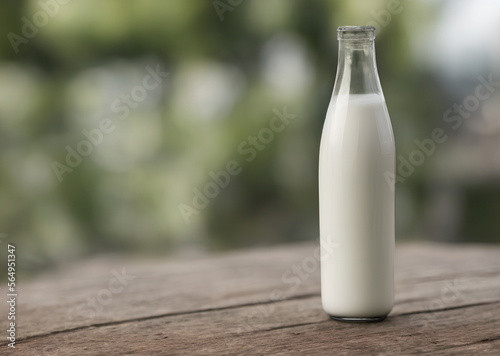 Illustration of a bottle of milk  animal protein source  generative ai