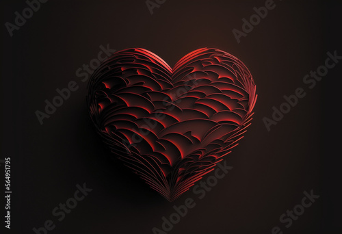 Ai-Generated Render of a Unique  Colorful  and Trendy Minimalistic Heart Artwork