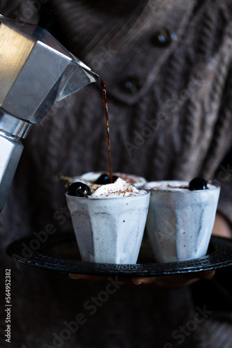 Winter themed Luxardo Cherry Hot Chocolate