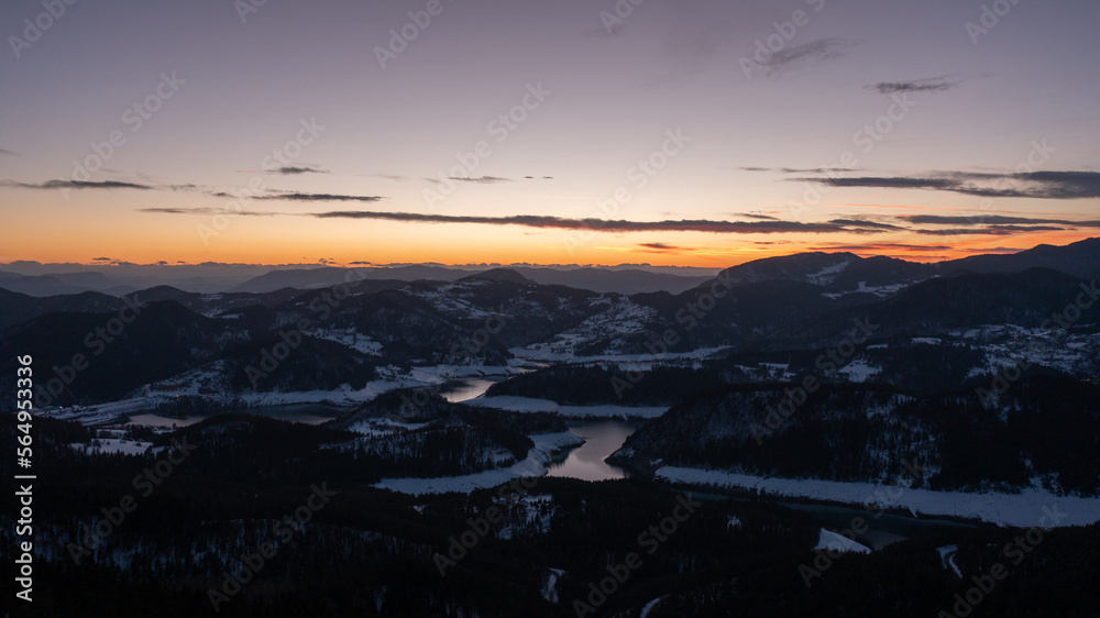 Aerial mountain landscape winter snow Aerial mountain landscape winter snow