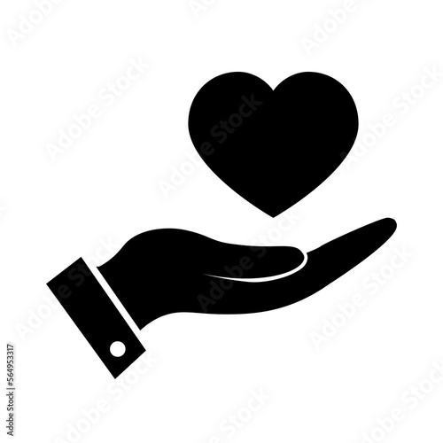 Heart in hands symbol in flat style. Care icon in black. Heart health icon isolated on white background. Simple care abstract icon Vector illustration for graphic design, Web, UI, mobile app