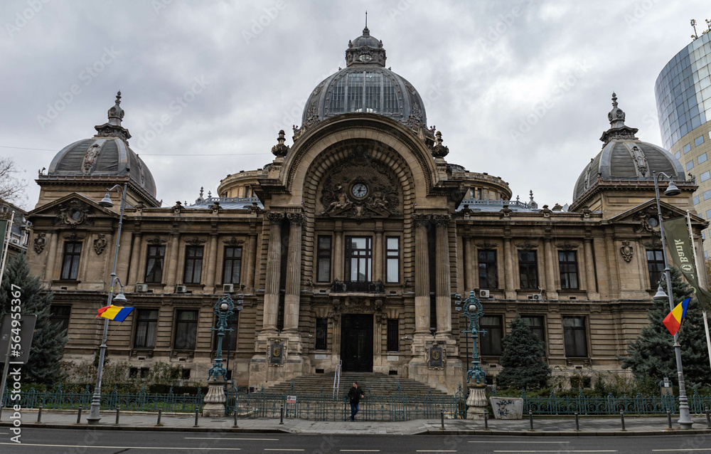 front view of CEC palace, Romania, Bucharest