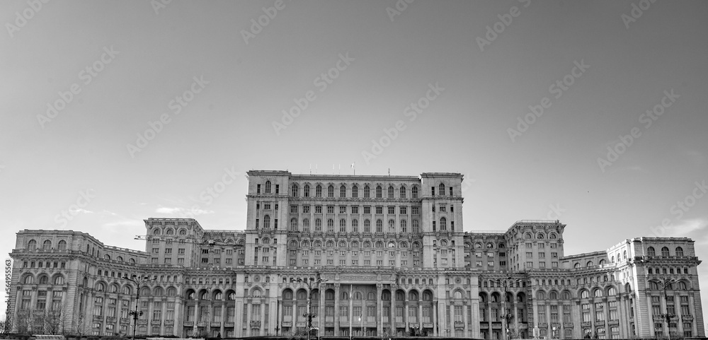 View of Palace of the Parliament from Bucharest, Romania.